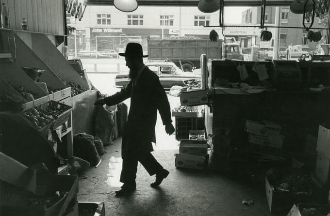 A Jewish fruit and grocery store in a Hassidic community, London, England, 1971