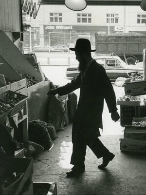 A Jewish fruit and grocery store in a Hassidic community, London, England, 1971
